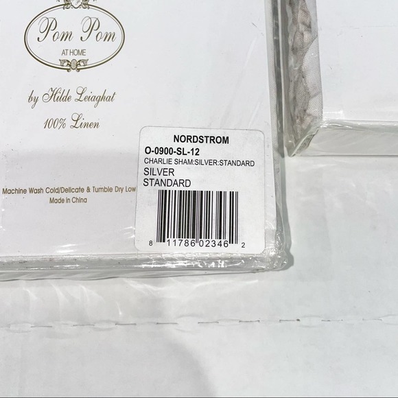 Pom Pom at Home 'Charlie' Linen Sham Standard in Silver - Picture 4 of 5